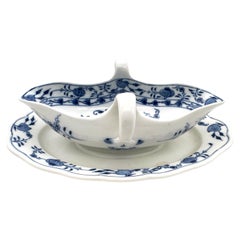 Meissen Blue Onion Handled Gravy Boat 