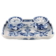 Meissen Blue Onion Ink Well in Hand Painted Porcelain, 1930s-1950s