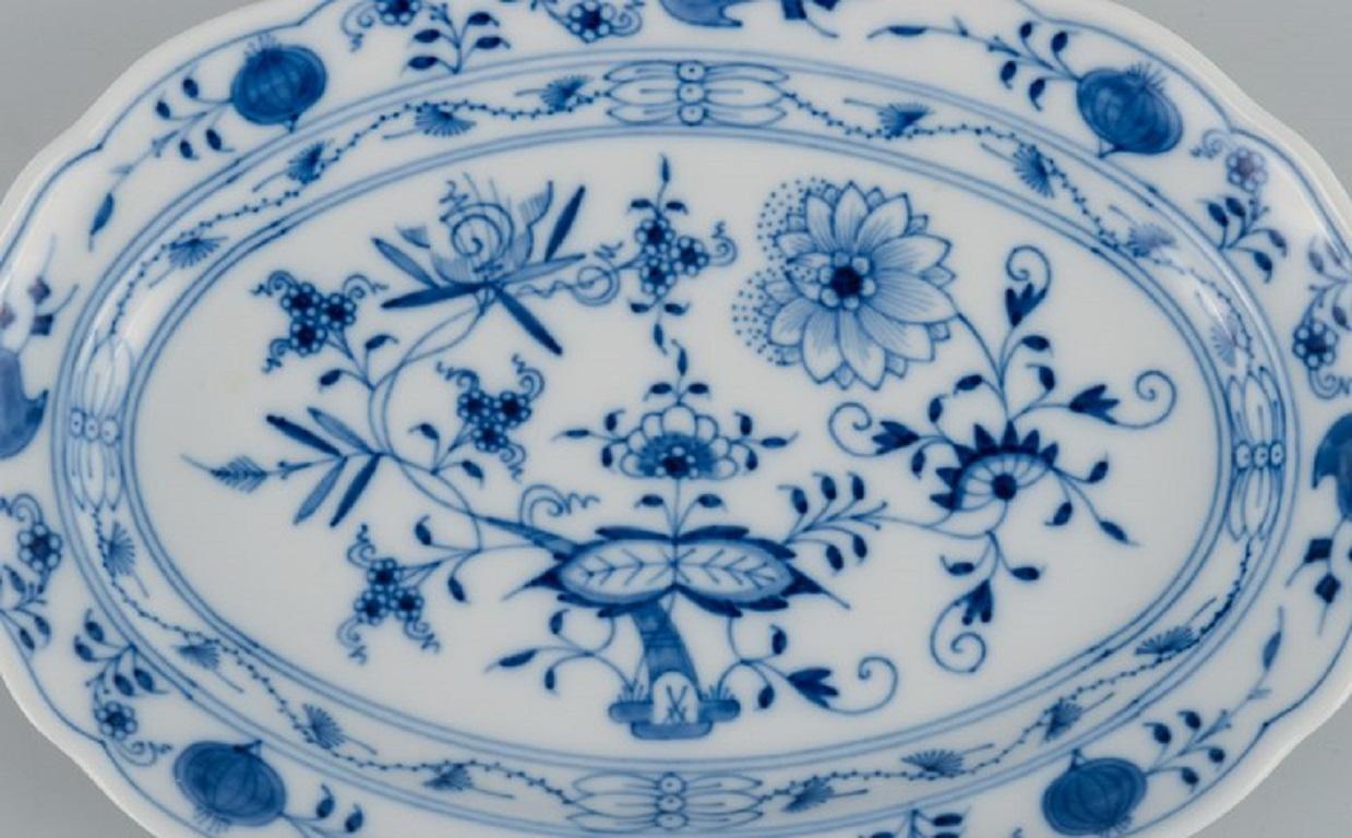 German Meissen, Blue Onion Oval Dish in Porcelain, circa 1900