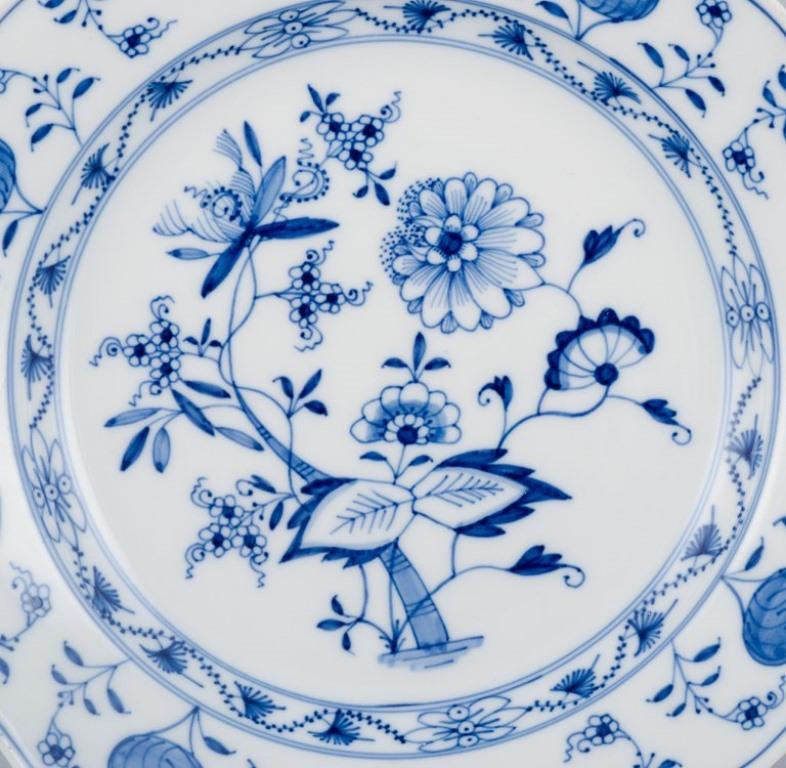 20th Century Meissen, Blue Onion Pattern, a Set of Four Hand Painted Dinner Plates
