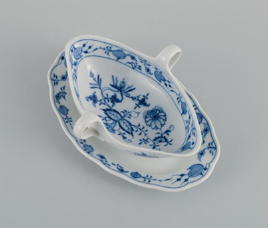 Hand-Painted Meissen, Blue Onion Sauce Boat in Porcelain, circa 1900 For Sale