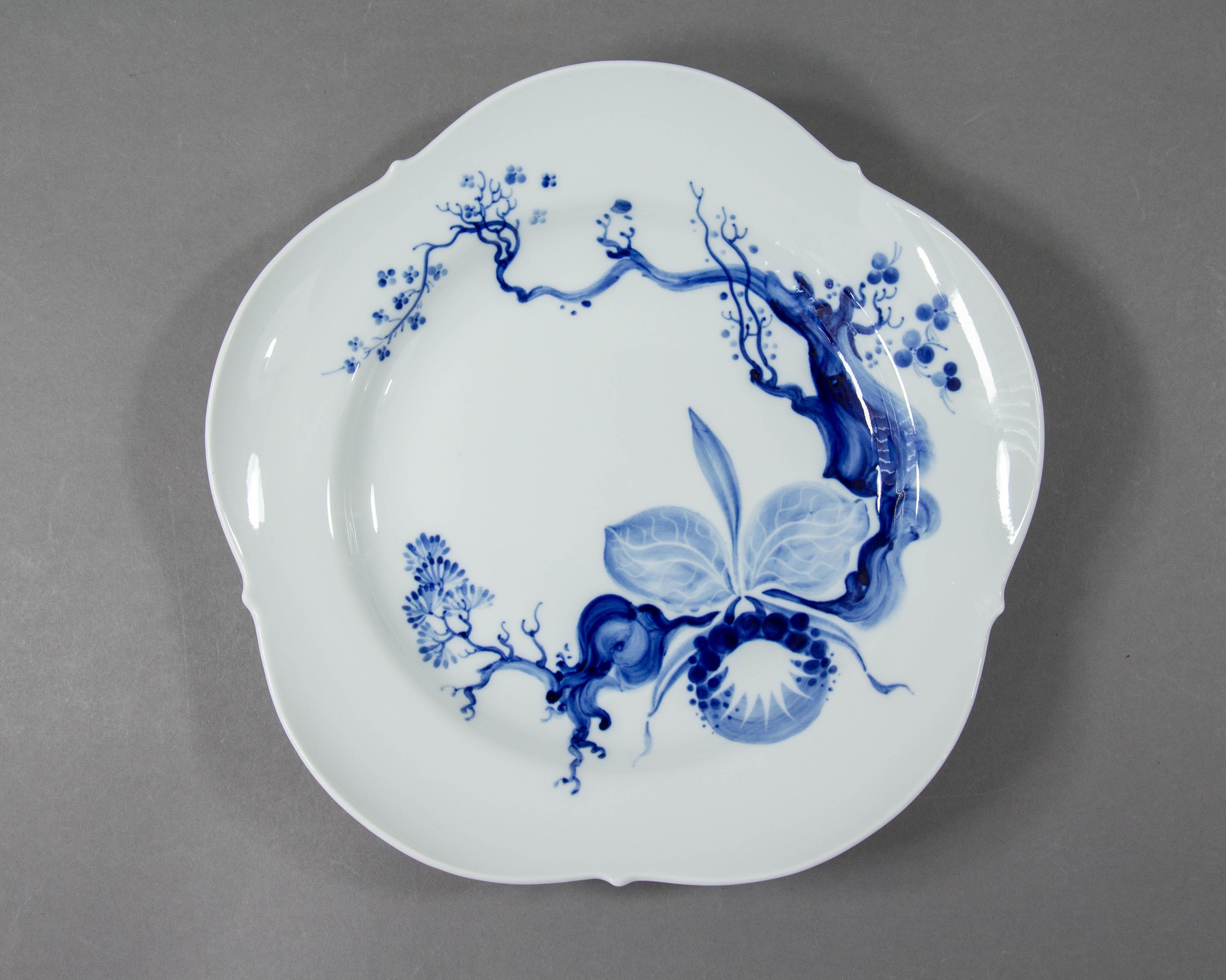 German Meissen, Blue Orchid, Dinner Plate For Sale