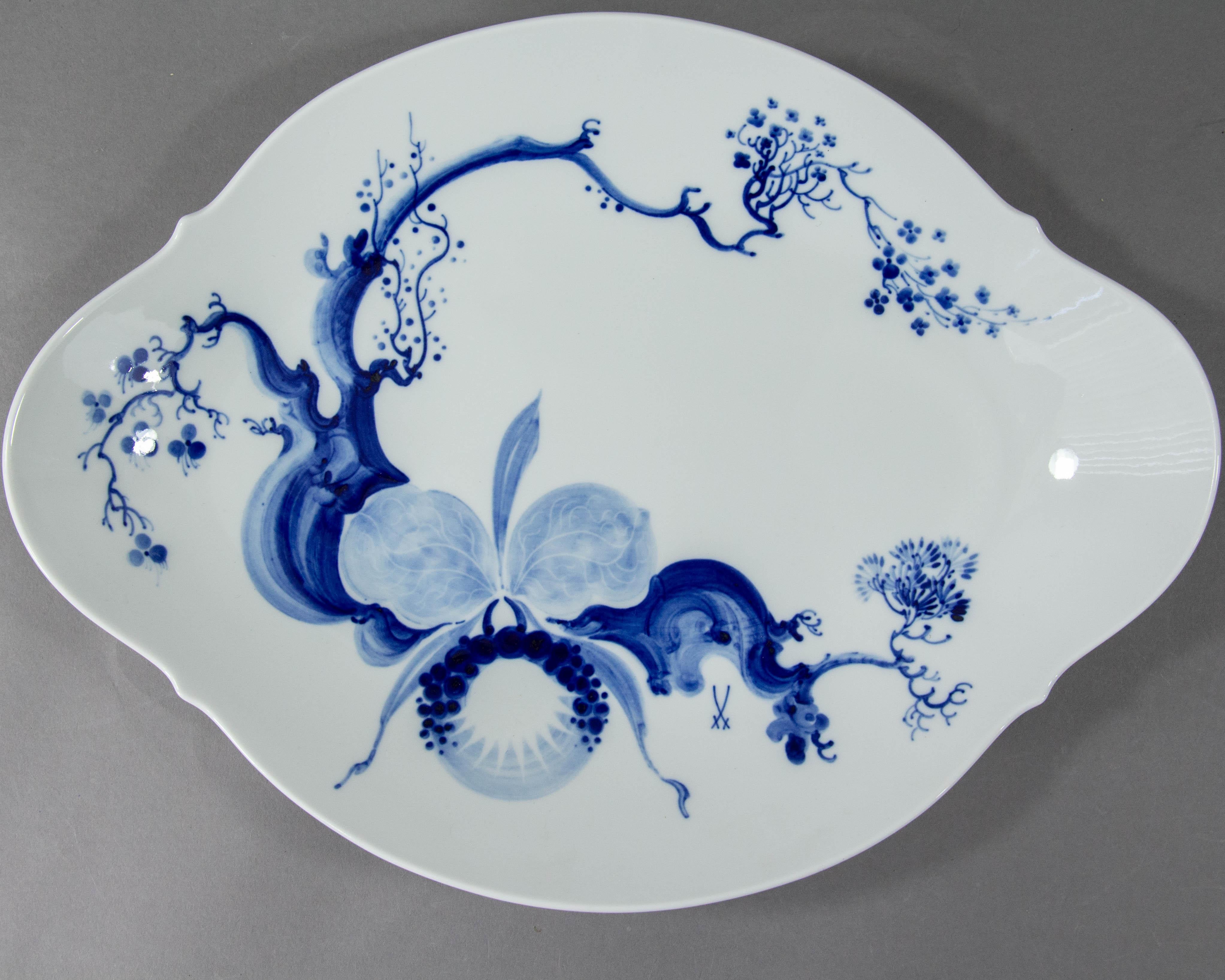 Rococo Meissen - Blue Orchid - Oval Serving Dish For Sale