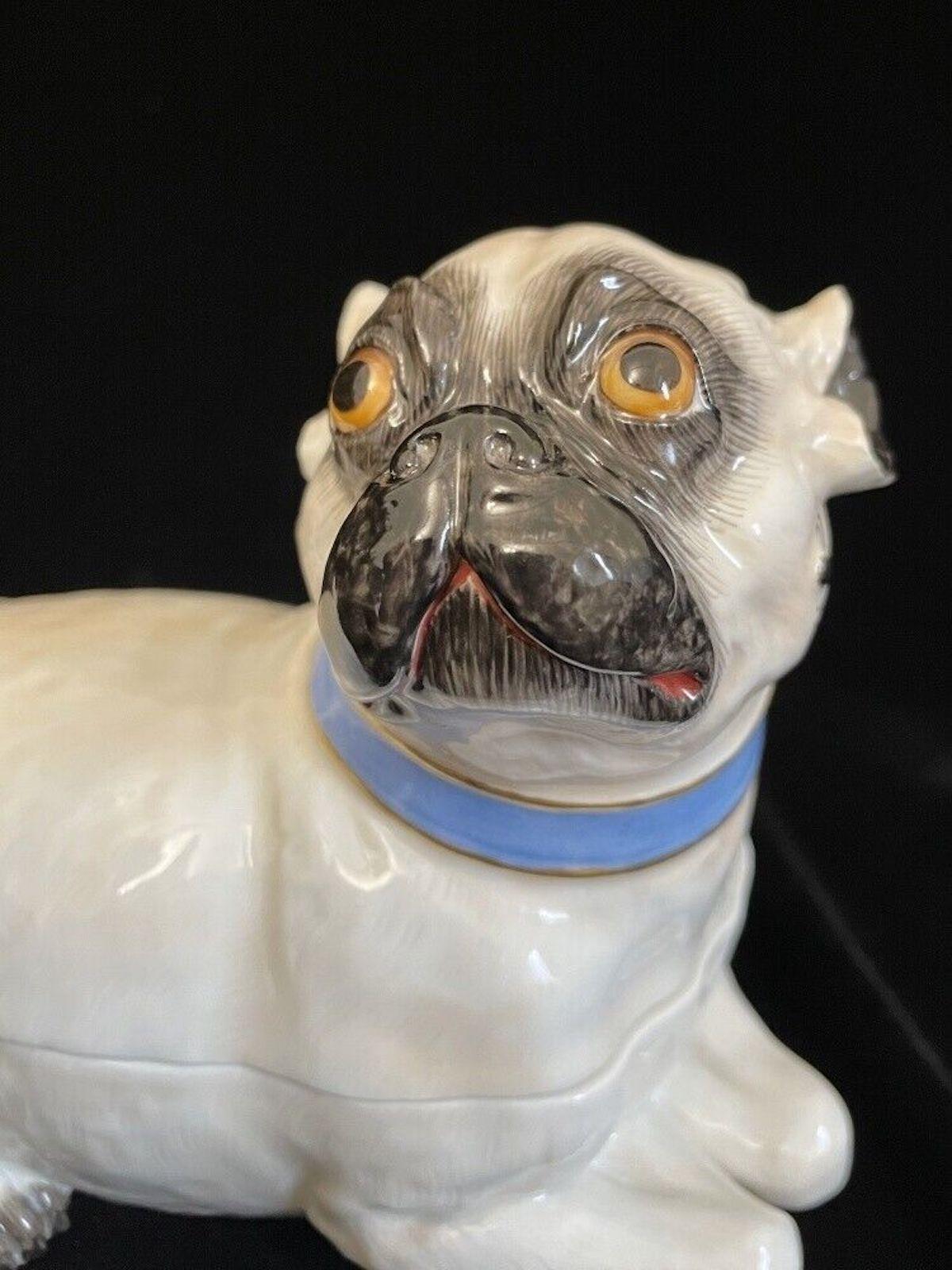 Baroque Meissen Box in Shape of a Pug For Sale