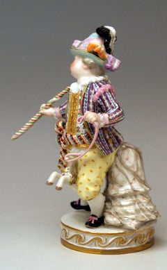 Meissener Junge auf Steckenpferd von Christian Juechtzer Modell E 94:: um 1860