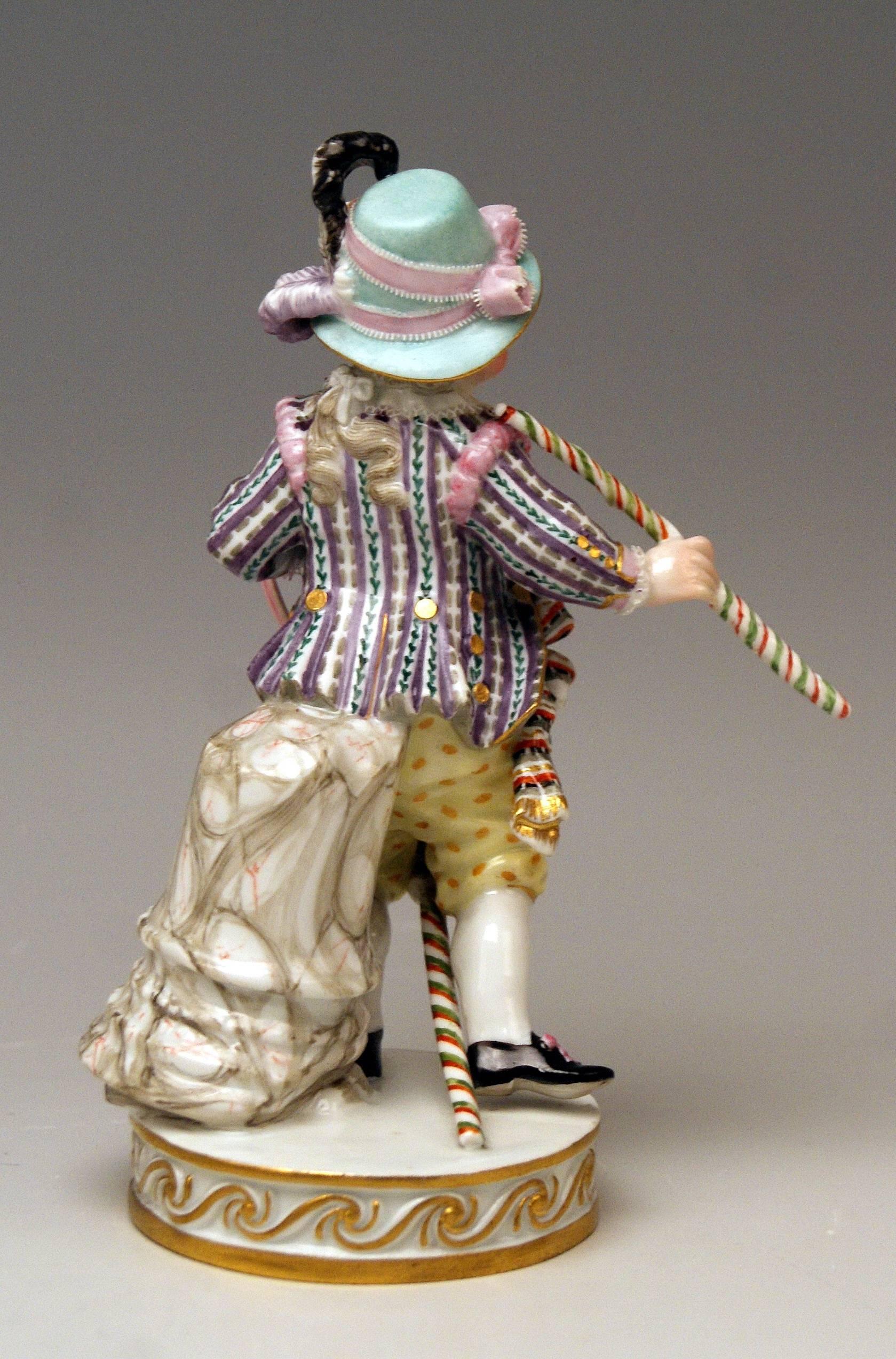 German Meissen Boy Riding on Hobbyhorse by Christian Juechtzer Model E 94, circa 1860