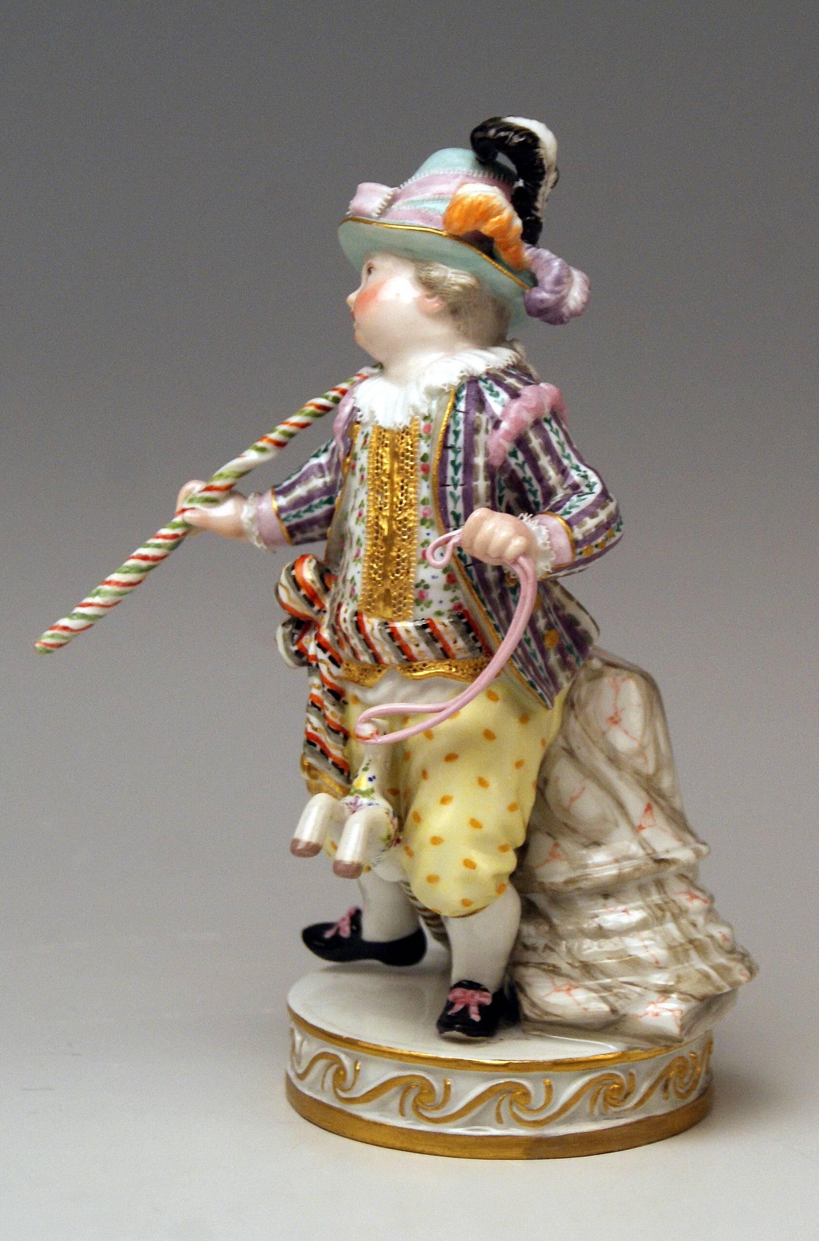 Meissen Boy Riding on Hobbyhorse by Christian Juechtzer Model E 94, circa 1860 In Excellent Condition In Vienna, AT