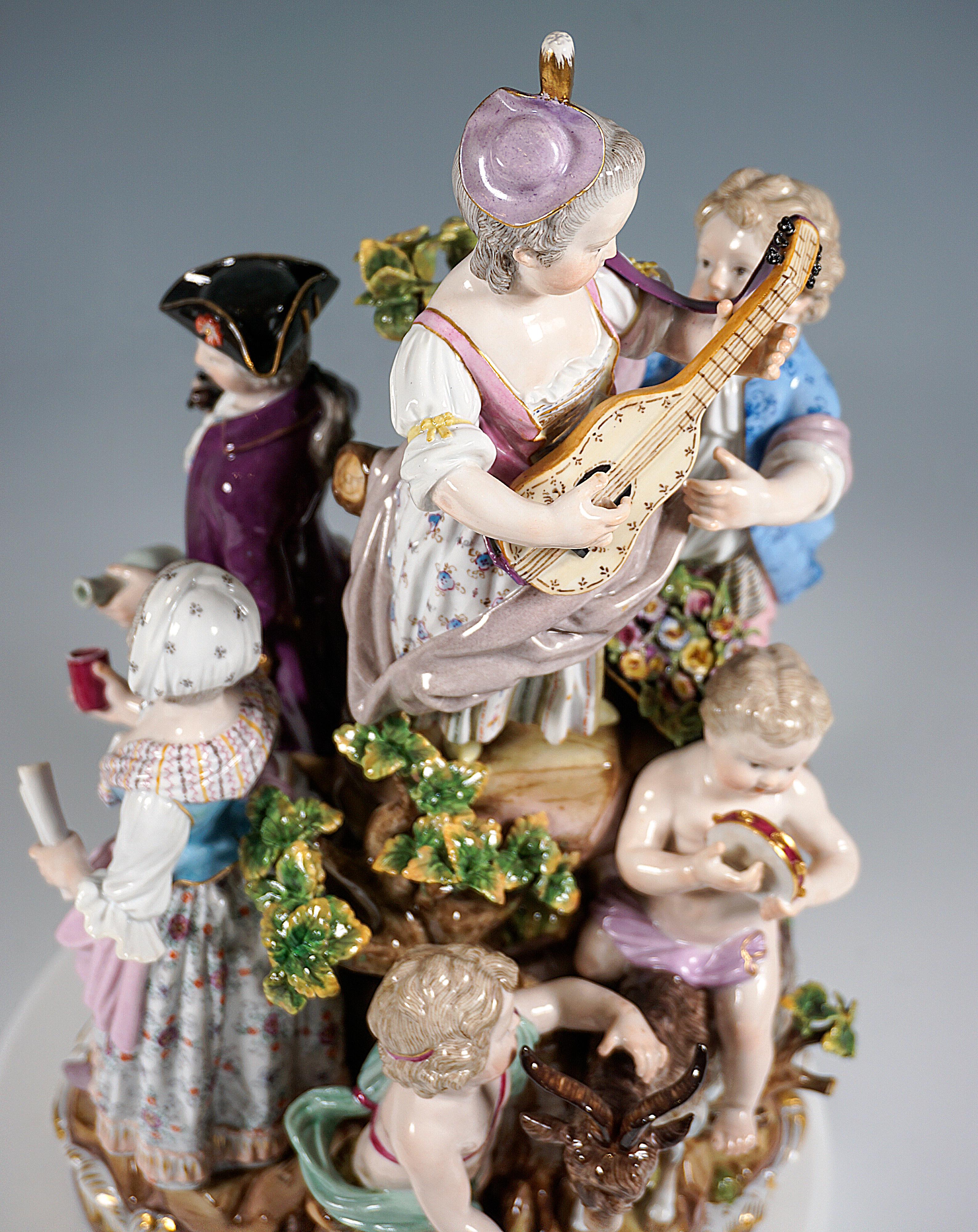 Figurines de festival bucoliques de Meissen chérubins deux musiciens acier, C 59, 1870 en vente 7