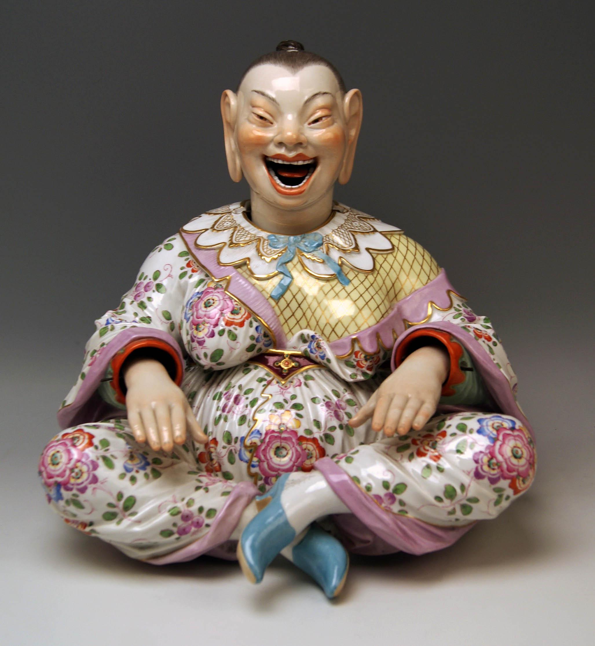 Meissen Buddha Pair of Male and Female Movable Hands Head Tongue Kaendler In Excellent Condition In Vienna, AT