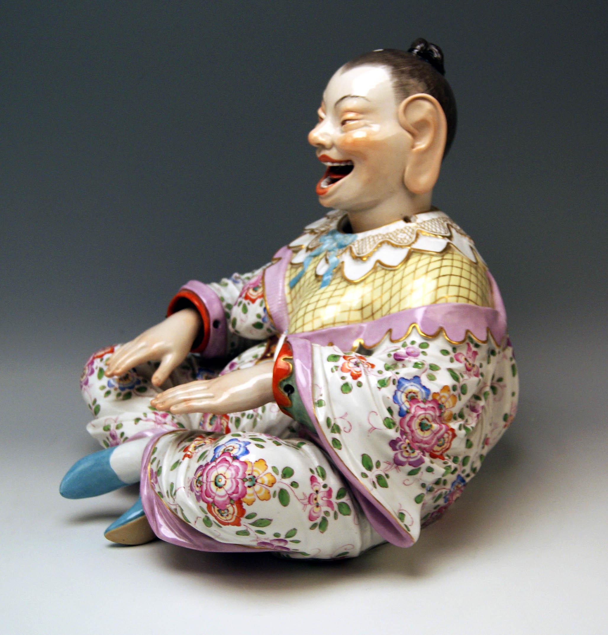 Late 19th Century Meissen Buddha Pair of Male and Female Movable Hands Head Tongue Kaendler