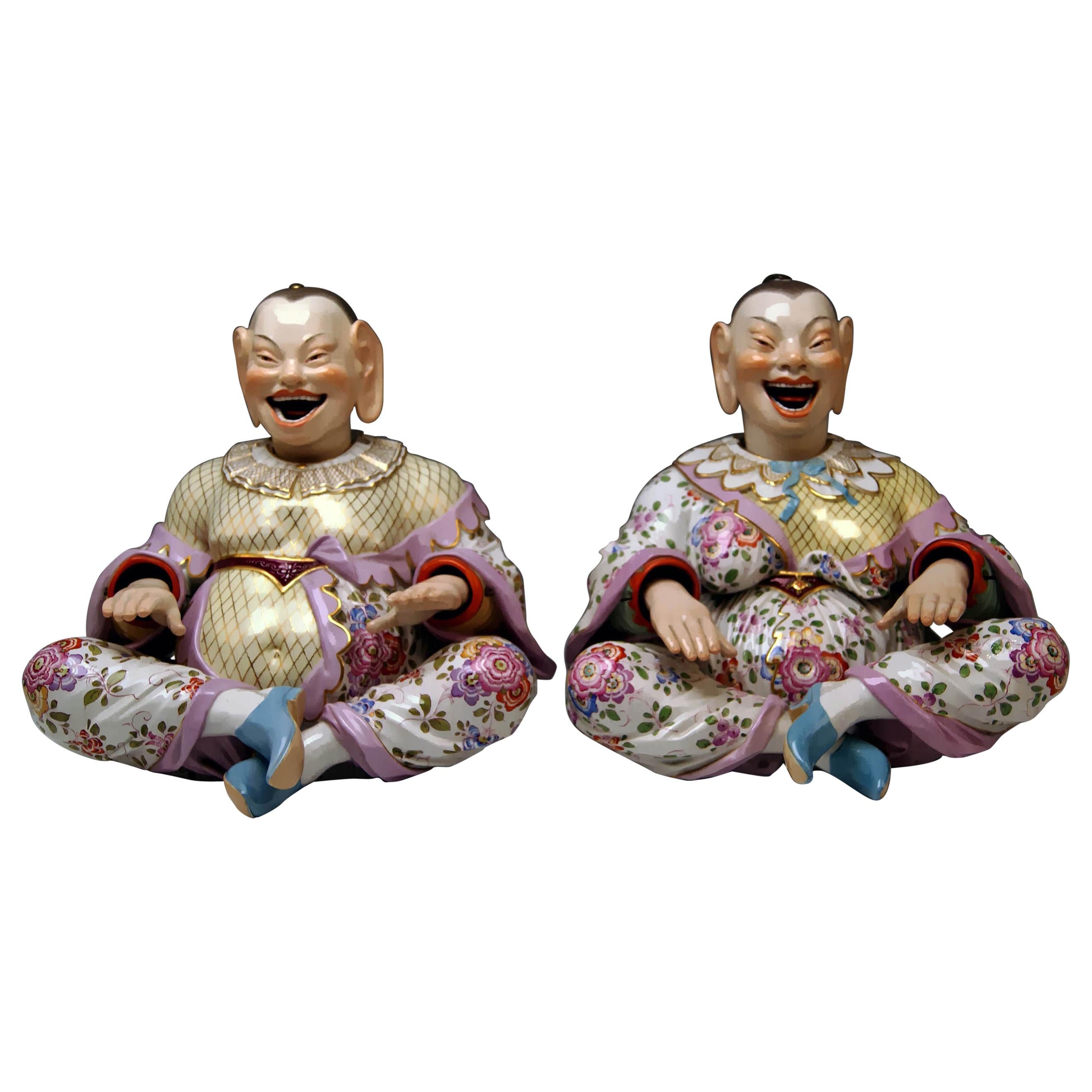 Meissen Buddha Pair of Male and Female Movable Hands Head Tongue Kaendler