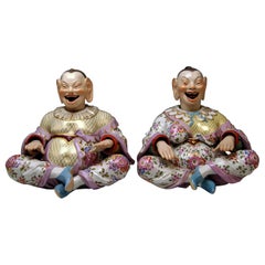 Antique Meissen Buddha Pair of Male and Female Movable Hands Head Tongue Kaendler