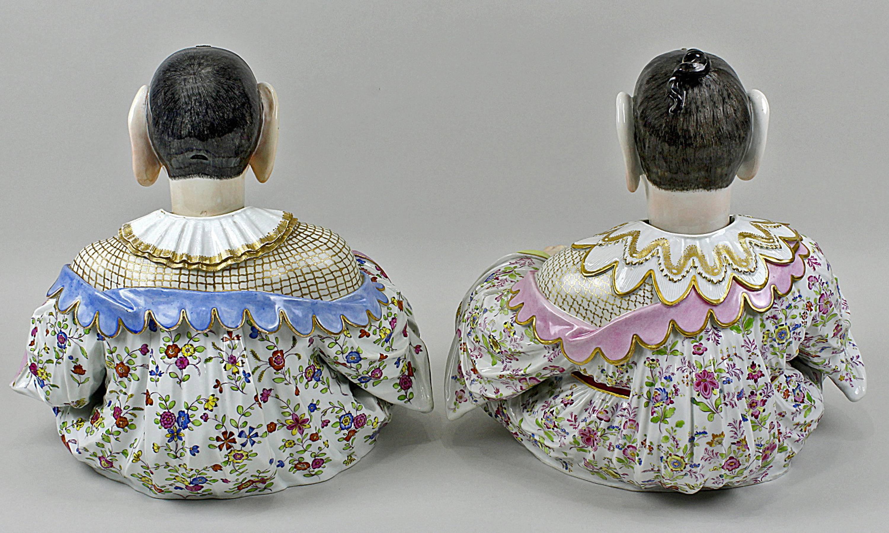 19th Century Meissen Buddha Pair of Male and Female Movable Hands Head Tongue Kaendler