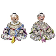 Meissen Buddha Pair of Male and Female Movable Hands Head Tongue Kaendler