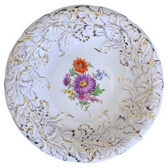 Meissen Cabinet Charger with Flower Painting and Gilding