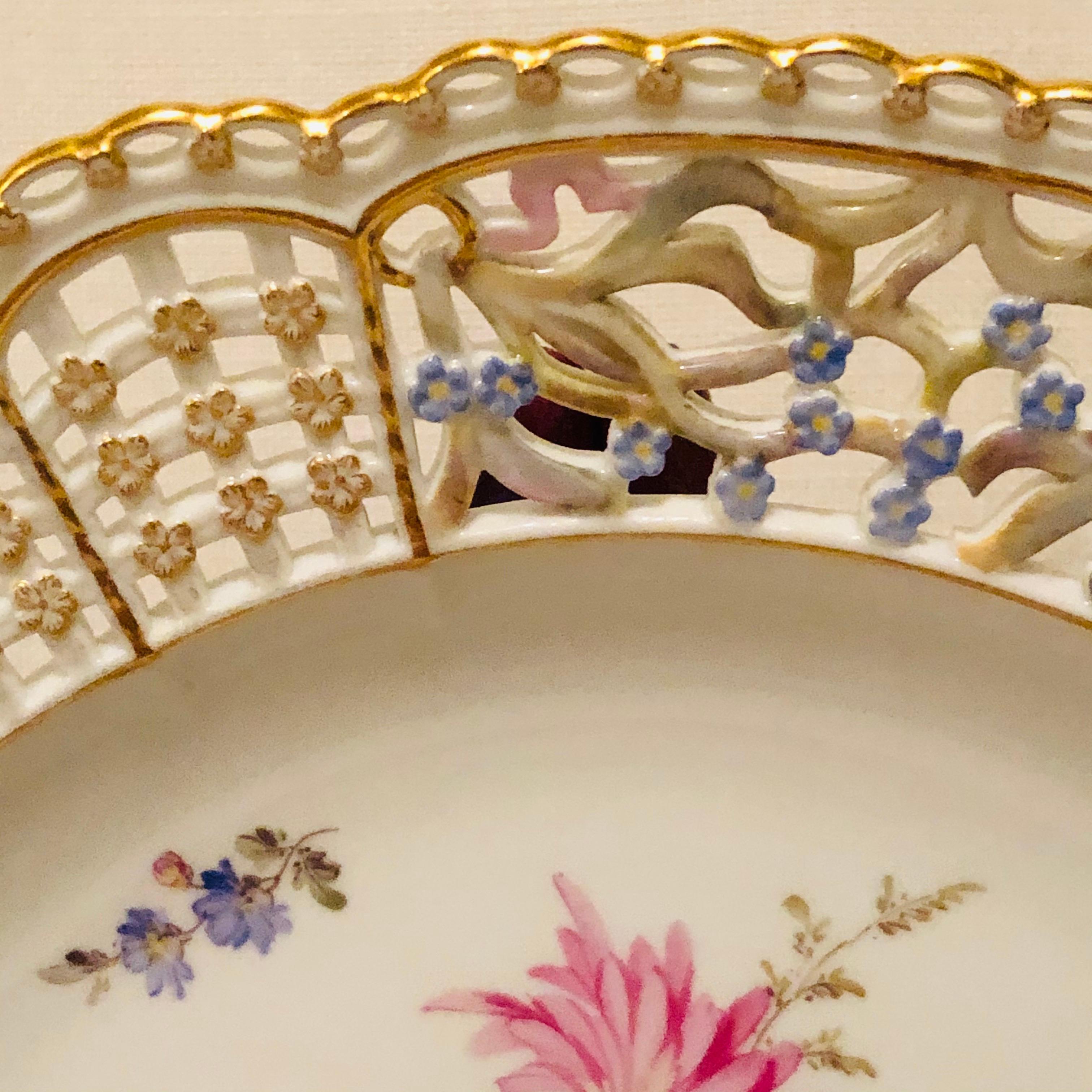 Assiette Murale Meissen Rose Et Myosotis - Porcelaine Allemande, 25cm