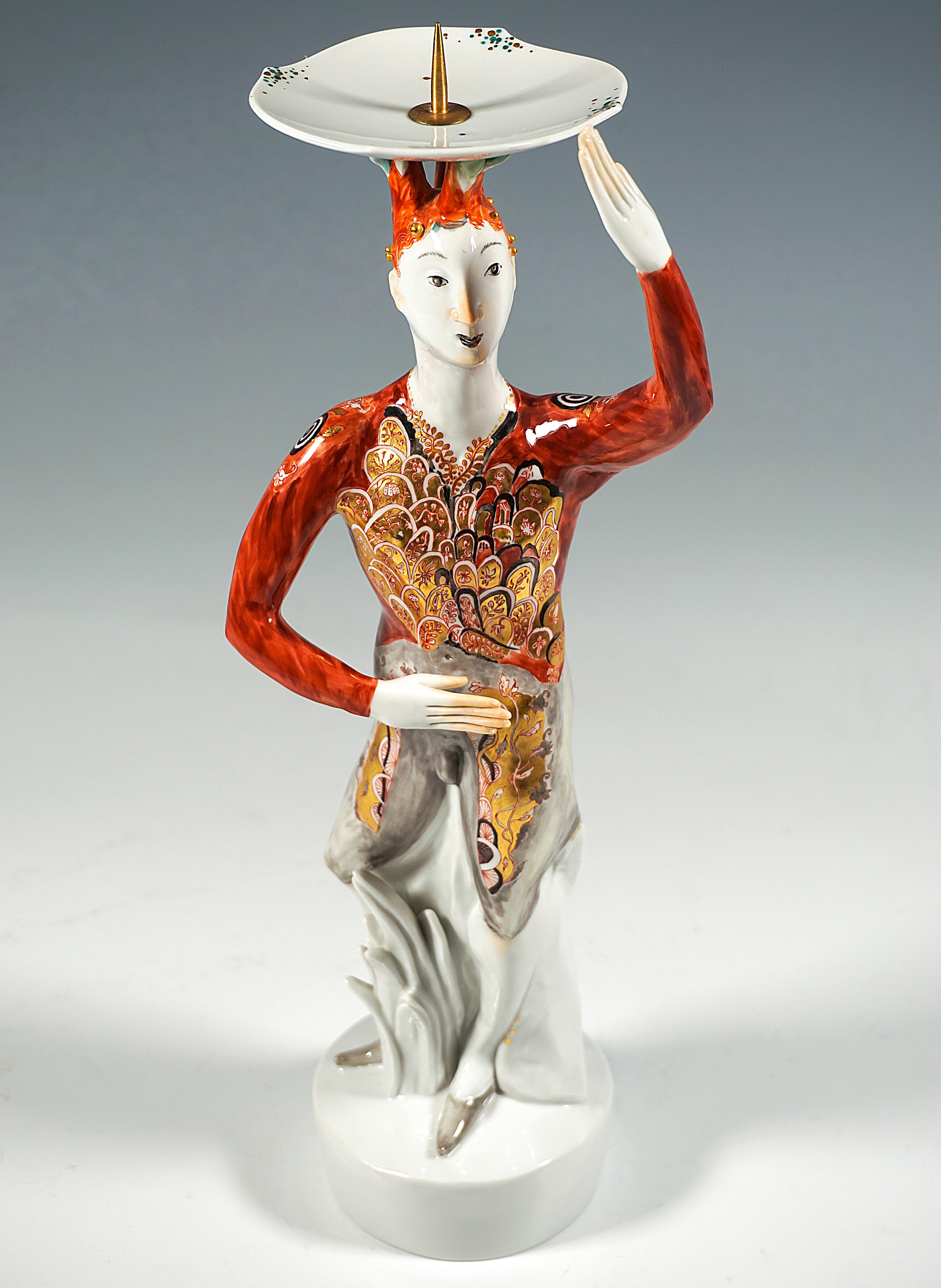 Fatto a mano Statuetta portacandele Meissen 'Accendino - Florian' di Silvia Kloede, 1996 in vendita