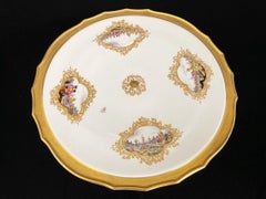 Meissen Center Piece, Cake Plate from 1860 with Kauffahrtei Scenes
