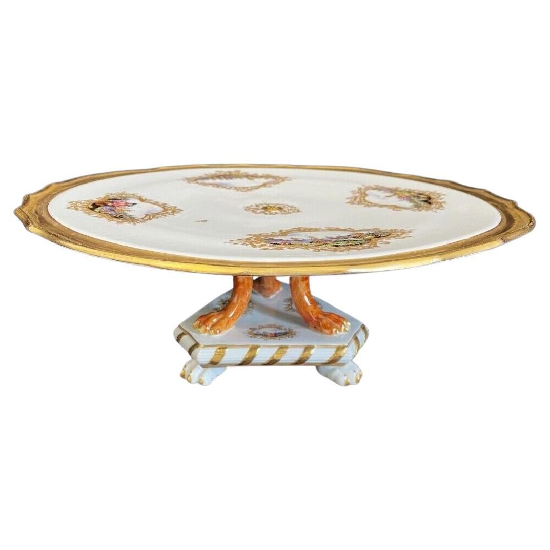 Centre de table de Meissen, assiette à gâteaux de 1860 avec scènes de Kauffahrtei en vente