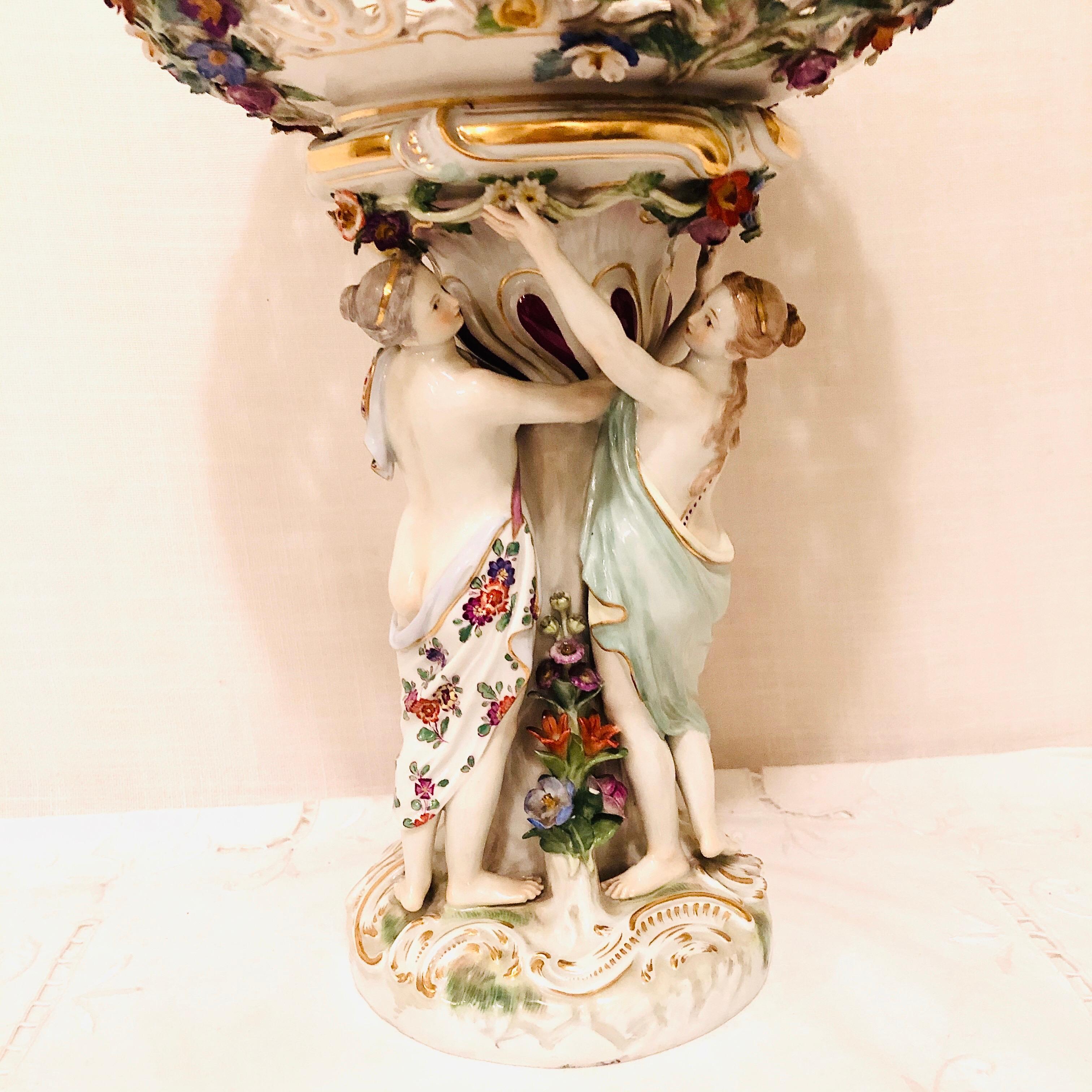 Late 19th Century Meissen Centerpiece Depicting the Three Charities or Graces Dancing in a Circle