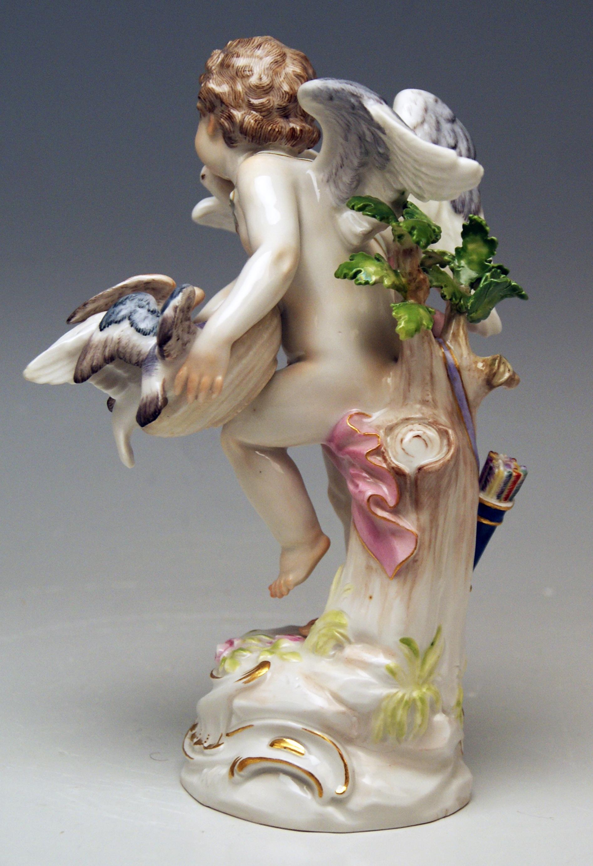 Other Meissen Cherub Feeding Pigeons Model R 122 by Paul Helmig Made, circa 1900