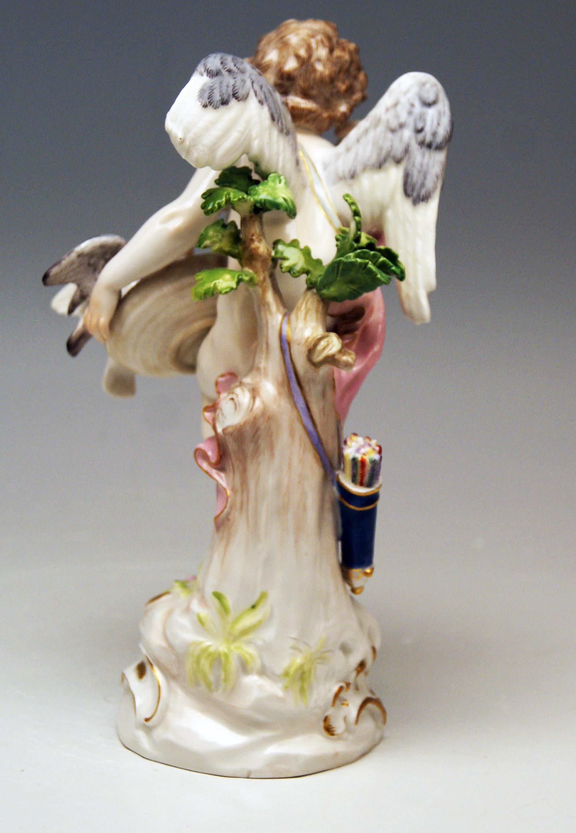 Austrian Meissen Cherub Feeding Pigeons Model R 122 by Paul Helmig Made, circa 1900