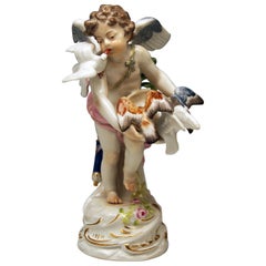 Meissen Cherub Feeding Pigeons Model R 122 by Paul Helmig Made, circa 1900