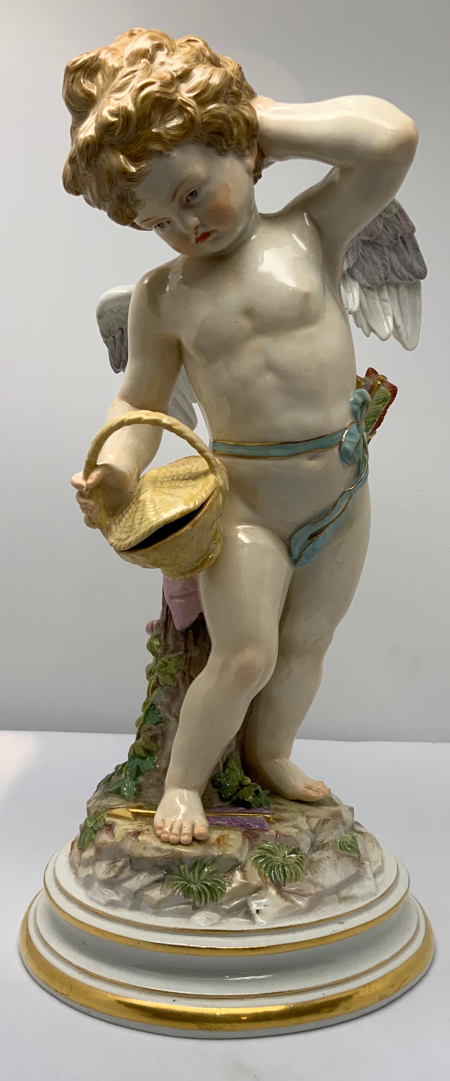 19th Century Meissen Cherub Porcelain Figure