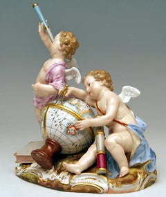 Figurines chérubins de Meissen Allégorie de l'astronomie Modèle 2460 par Punct:: vers 1870