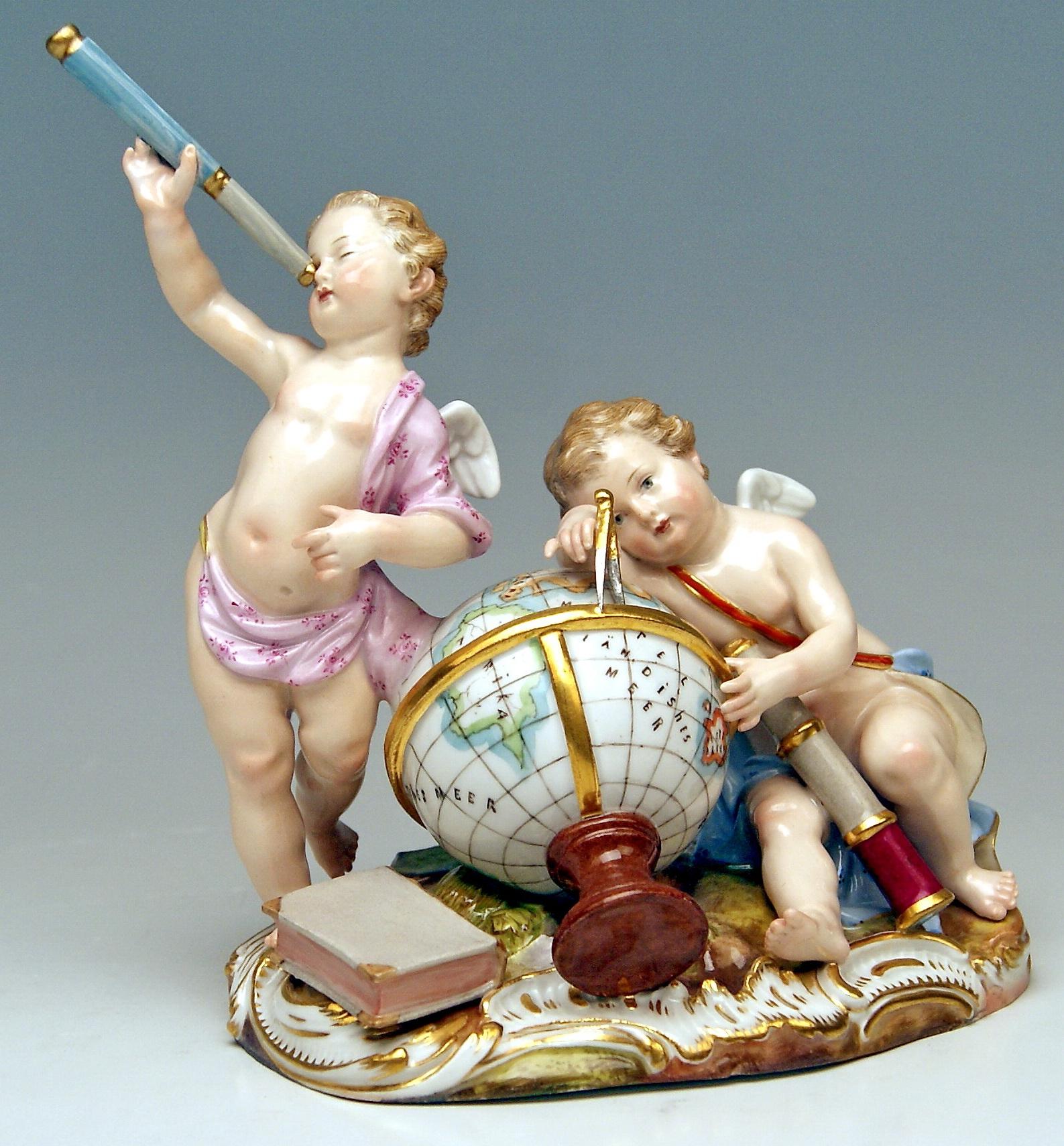 Meissen Cherubs Figurines Allegory of Astronomy Model 2460 by Punct, circa 1870 In Excellent Condition In Vienna, AT