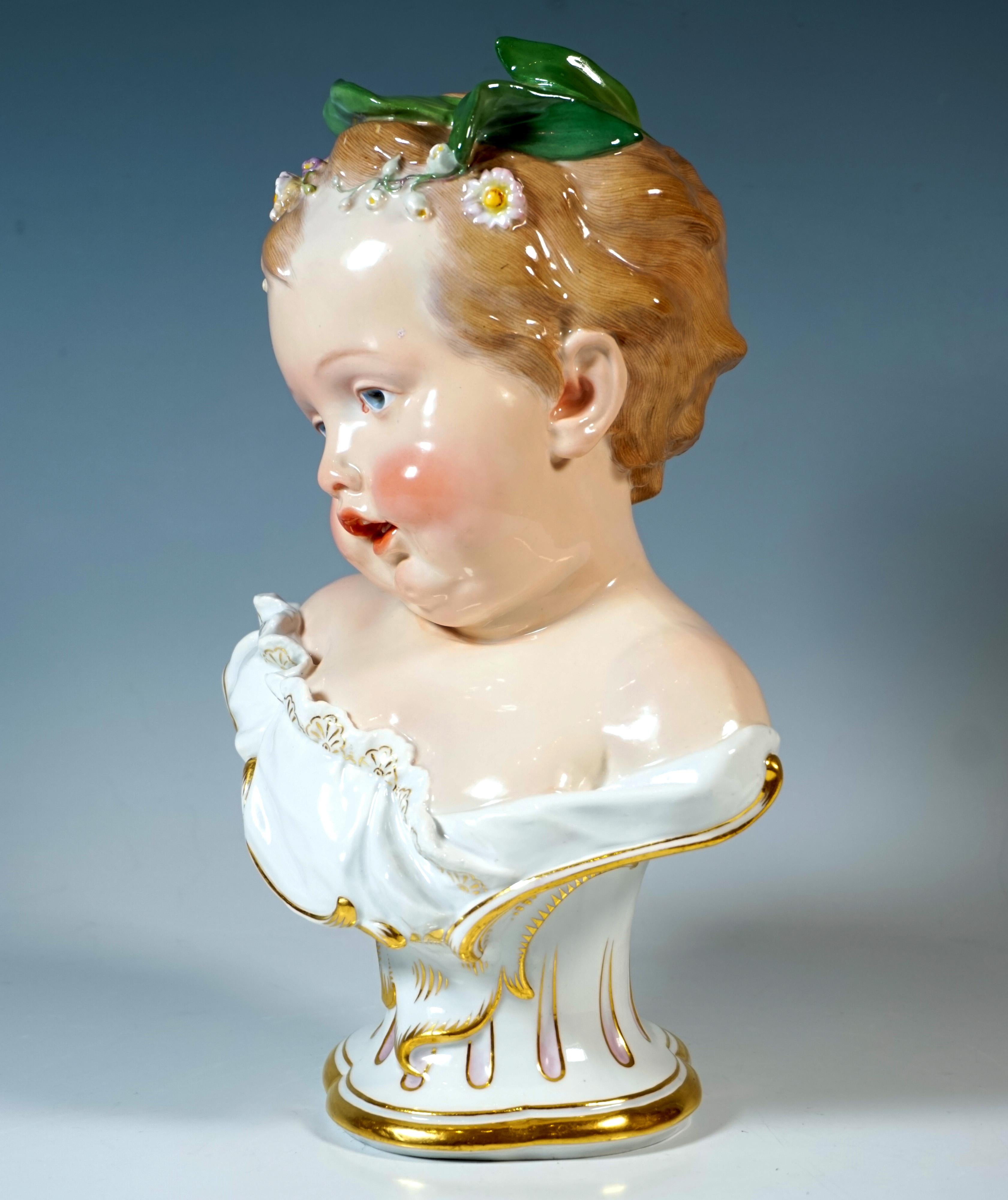 Meissener Kinderbüste 'Frühling' aus einer Serie der 4 Jahreszeiten, H. Schwabe, um 1880 (Deutsch) im Angebot