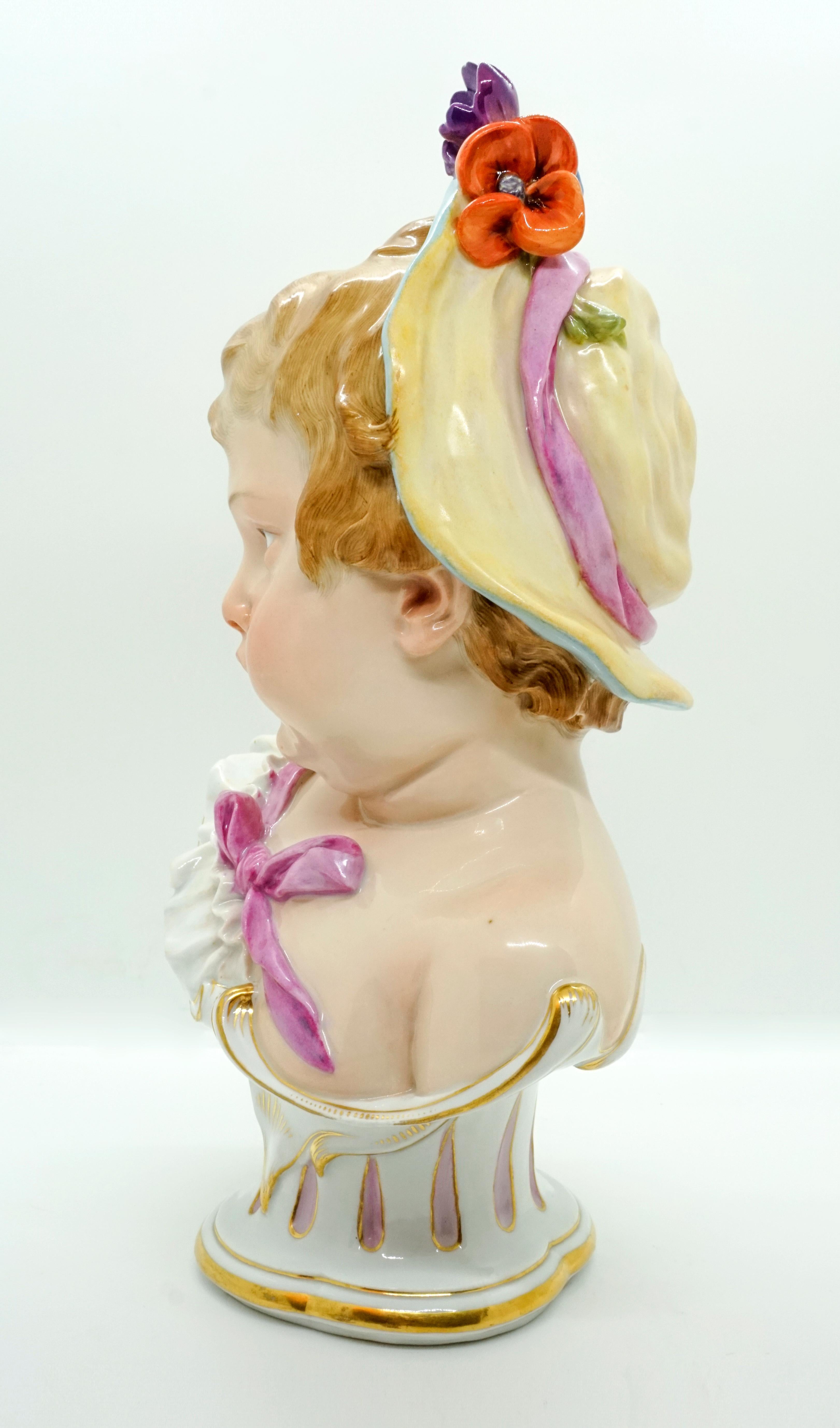 Rococo Meissen Child Bust 'Summer' from Series of The 4 Seasons by H. Schwabe