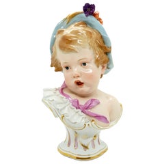 Antique Meissen Child Bust 'Summer' from Series of The 4 Seasons by H. Schwabe