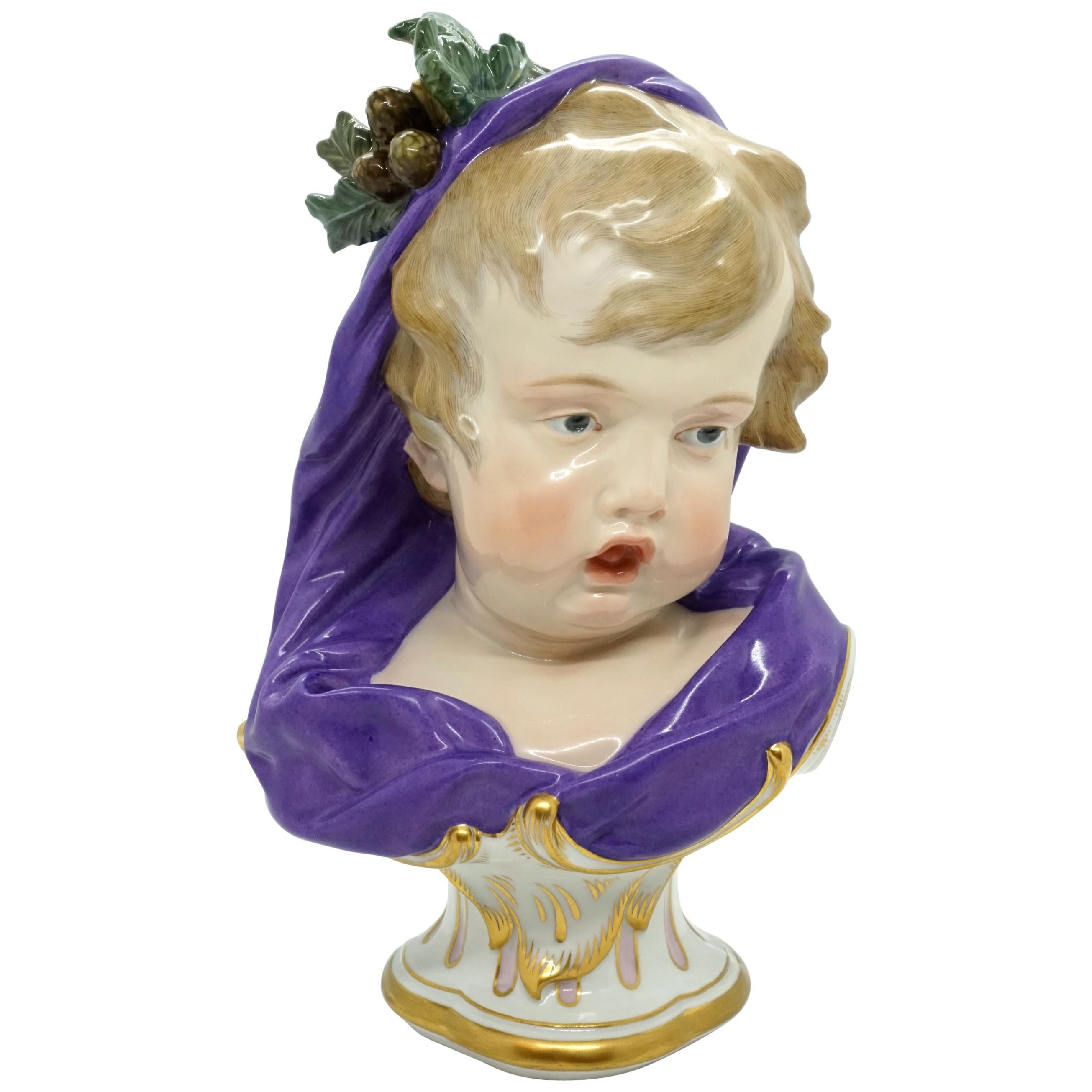 Meissen Child Bust 'Winter' from Series of The 4 Seasons, H. Schwabe, circa 1880