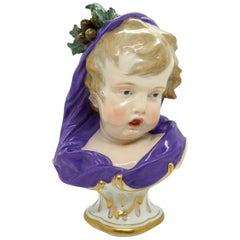 Meissen Child Bust 'Winter' from Series of The 4 Seasons, H. Schwabe, circa 1880