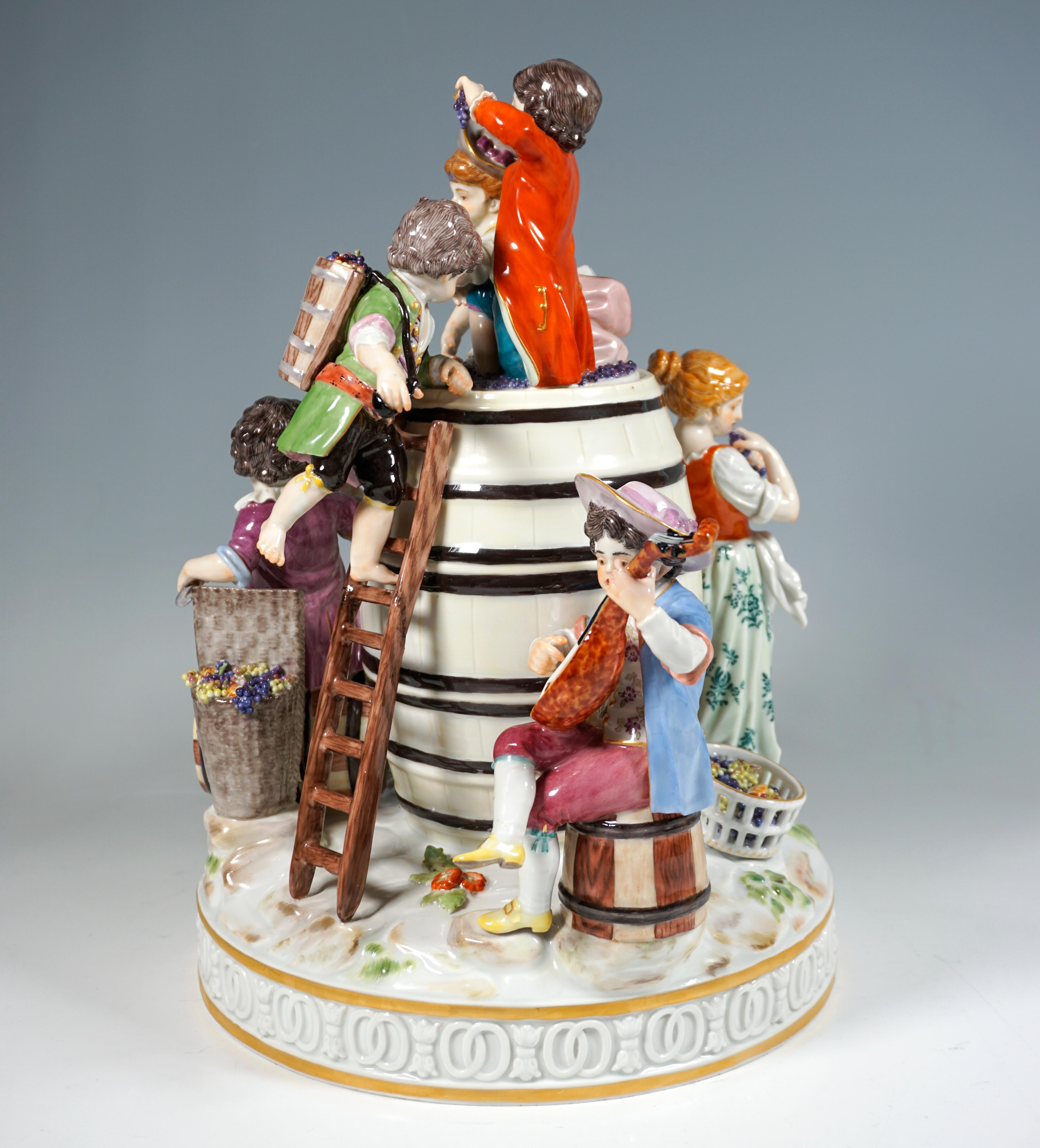 Hand-Crafted Meissen Children's Group 'The Grape Harvest' by J.C. Schoenheit, 20th Century