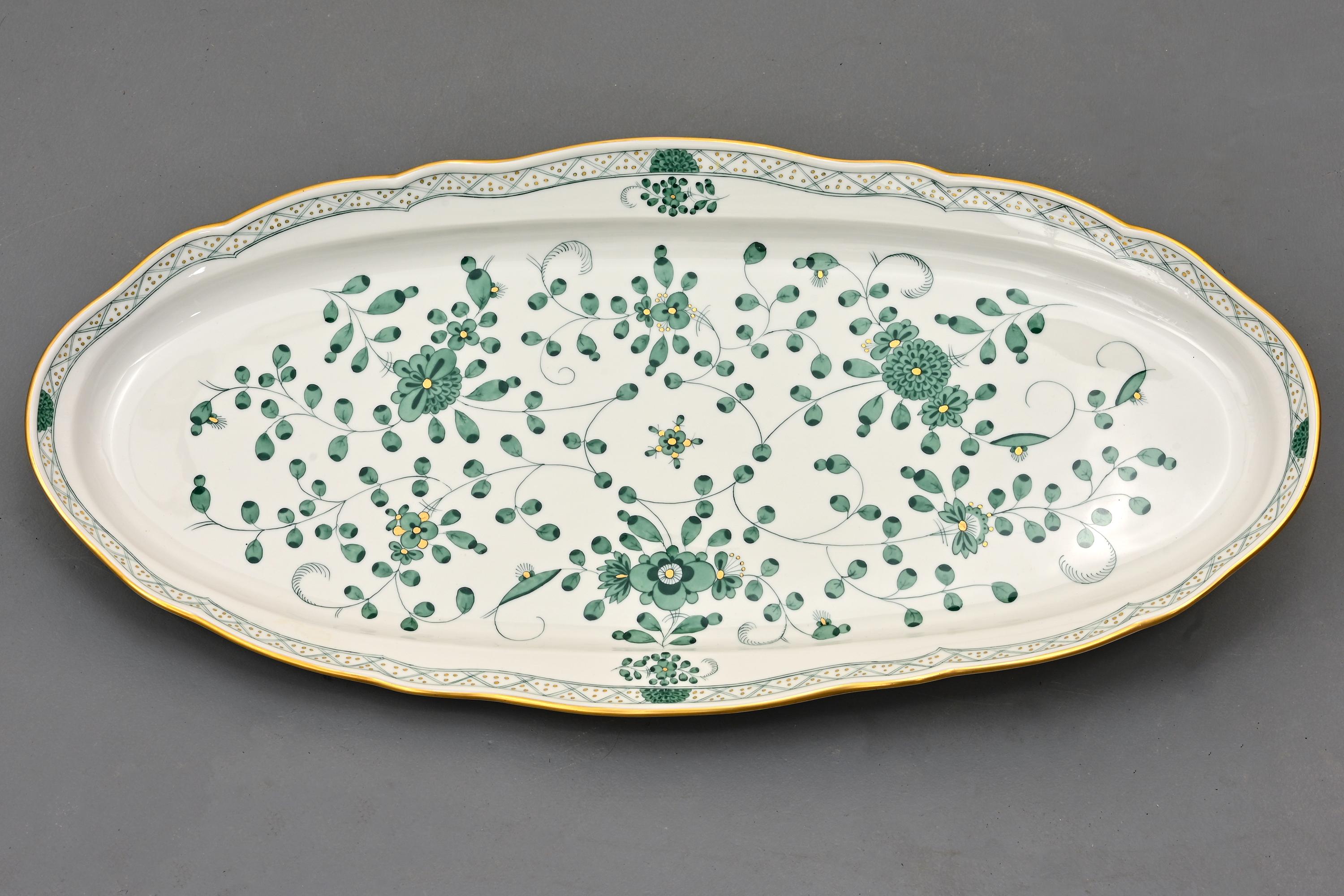 Porcelain Meissen China “Oriental Flower Green” Dinner Set 44+ pieces