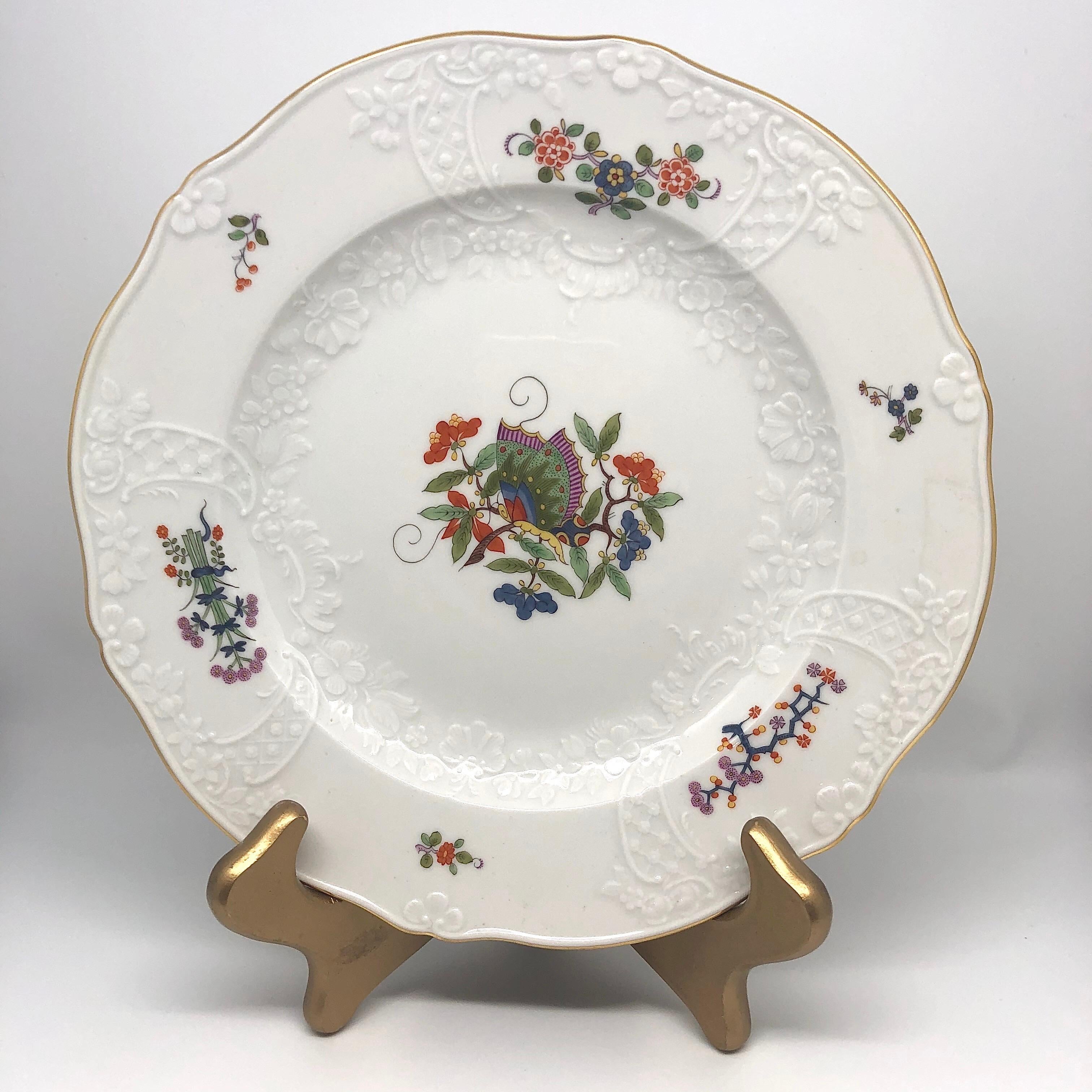 Hand-Painted Meissen Chinese Butterfly or Schmetterling Pattern Dinner Service