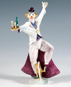 Meissen Circus Figurine, Clown As A Juggler On Unicycle, by Peter Strang, 2000