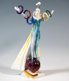 Meissen Circus Figurine, Female Juggler, Acrobat, by Peter Strang, 2003