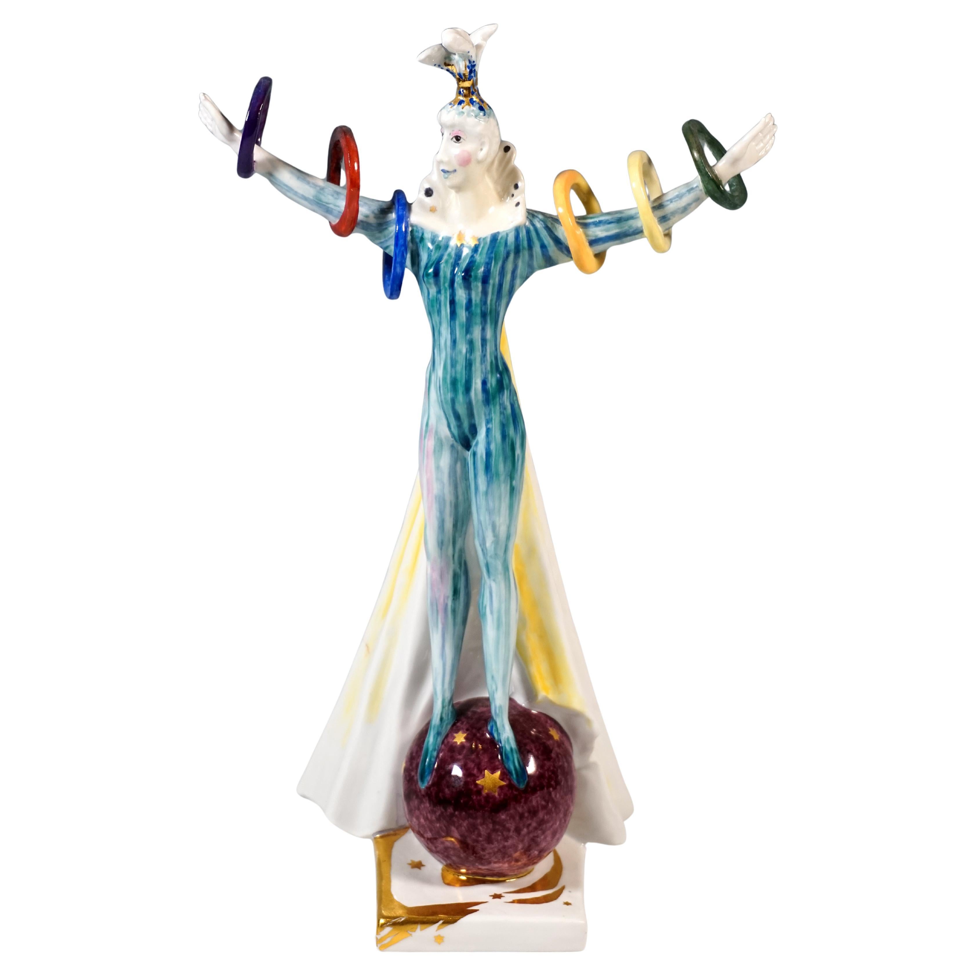 Meissen Circus Figurine, Female Juggler, Acrobat, by Peter Strang, 2003