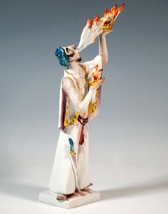 Meissen Circus Figurine, Fire Eater, by Peter Strang, 1997