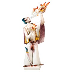 Meissen Circus Figurine, Fire Eater, by Peter Strang, 1997