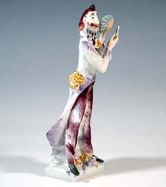 Meissen Circus Figurine, Magician With Cards, by Peter Strang, 1993