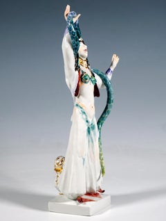 Meissen Circus Figurine, Snake Charmer Female Snake Dancer by Peter Strang, 1998