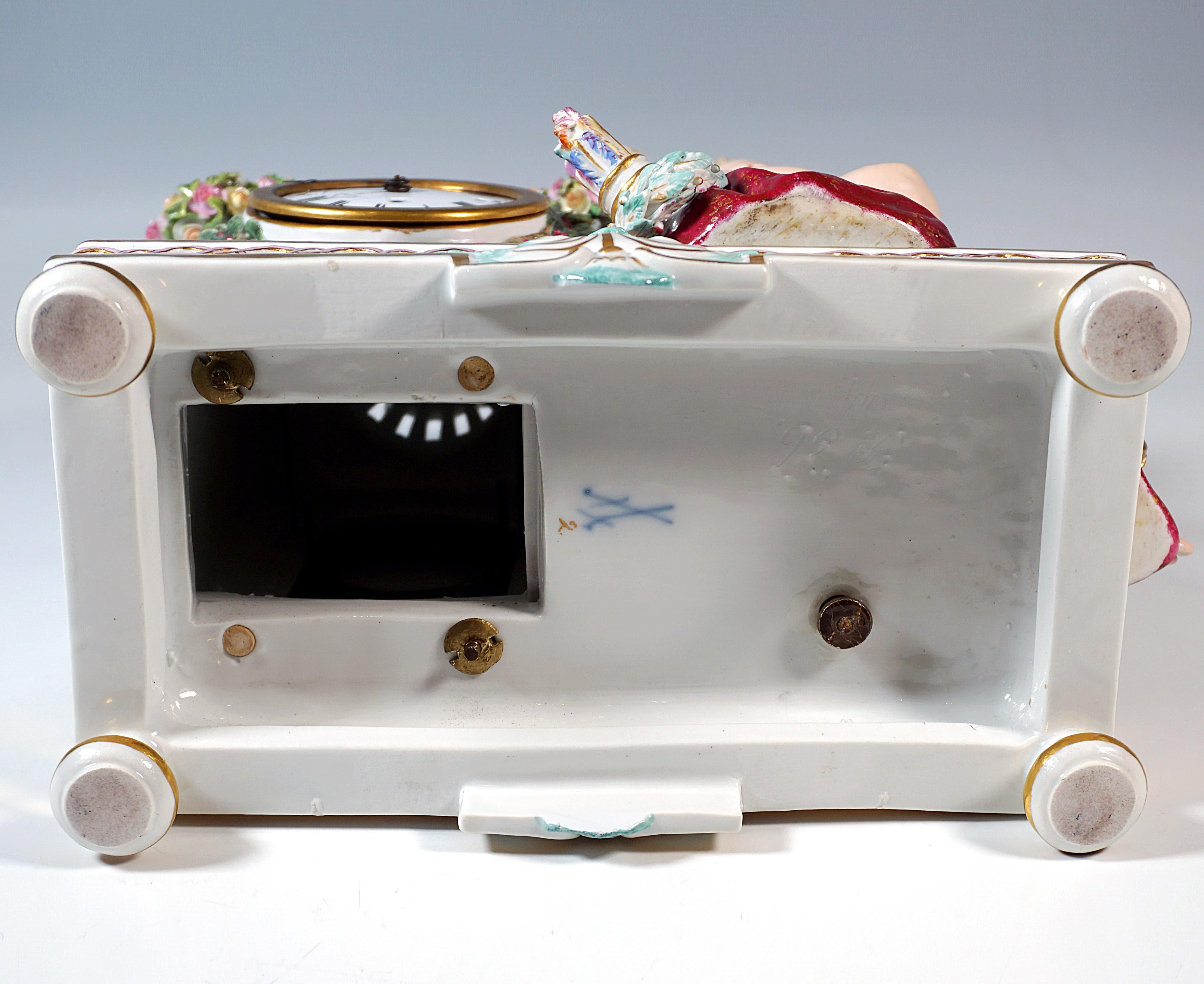 Meissen Clock Case With Cupid And Doves, by Michael Victor Acier, Around 1850 2