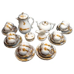 Retro Meissen Coffee and Tee Set with Dessert Plates 12 People Rich Dragon, Yellow