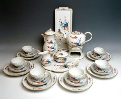Meissen Coffee and Tee Set With Dessert Plates Chinese Straw Decor 6 People