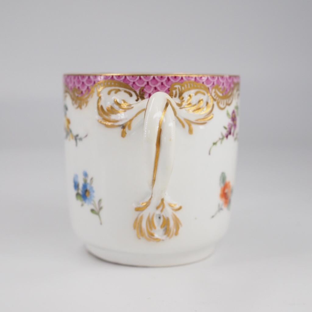 Meissen Coffee Cup & Saucer, Landscapes in Purple Scale, C.1775 4