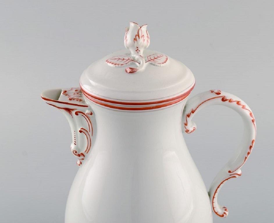 German Meissen Coffee Pot and Sugar Bowl in Hand-Painted Porcelain